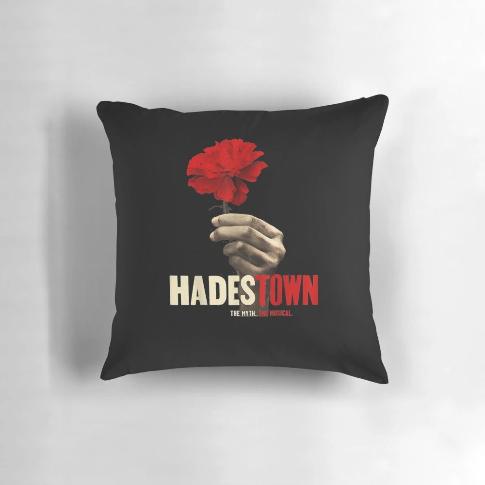 Hadestown-inspired flower design printed on a comfortable pillow for Hadestown fans and musical theatre lovers.