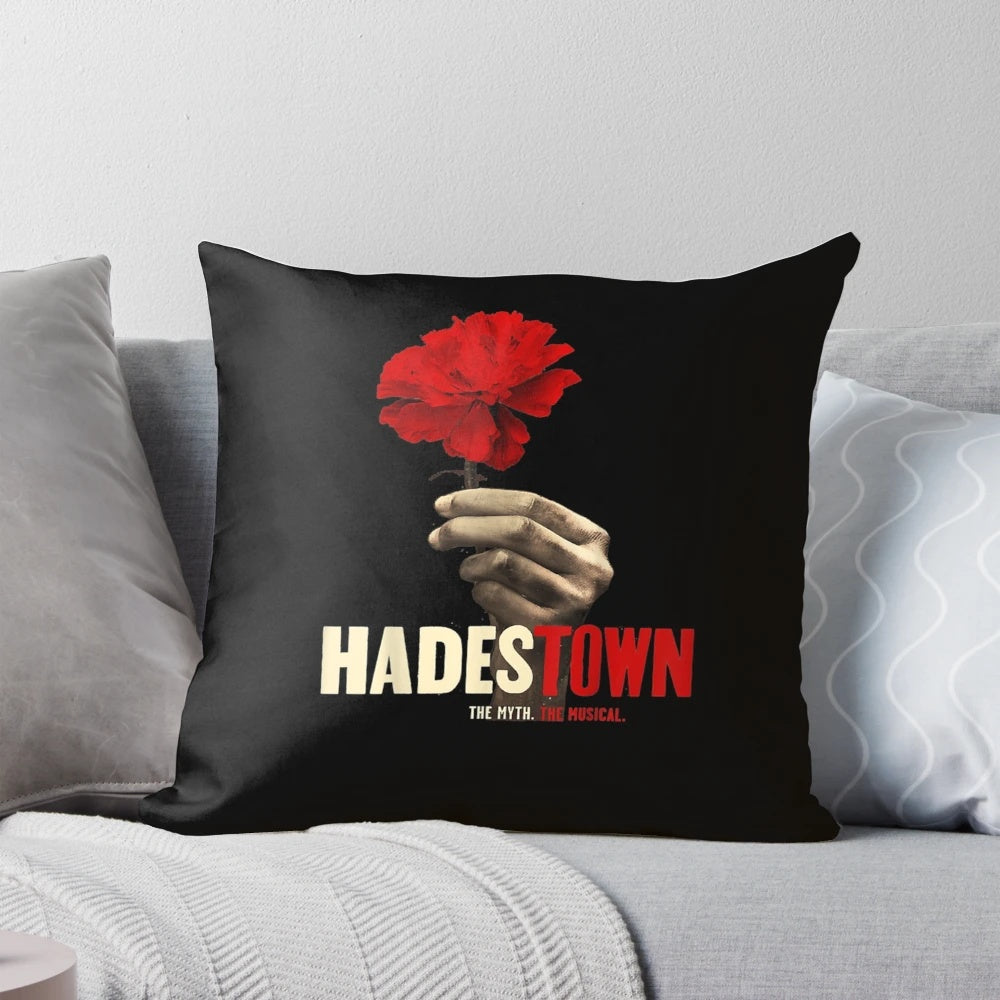Hadestown-inspired flower design printed on a comfortable pillow for Hadestown fans and musical theatre lovers.