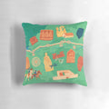 Hadrian's Wall illustrated map printed on a plush pillow, educational classroom decor.