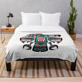 Haida Tlingit Raven Totem Plush Blanket featuring indigenous art and designs