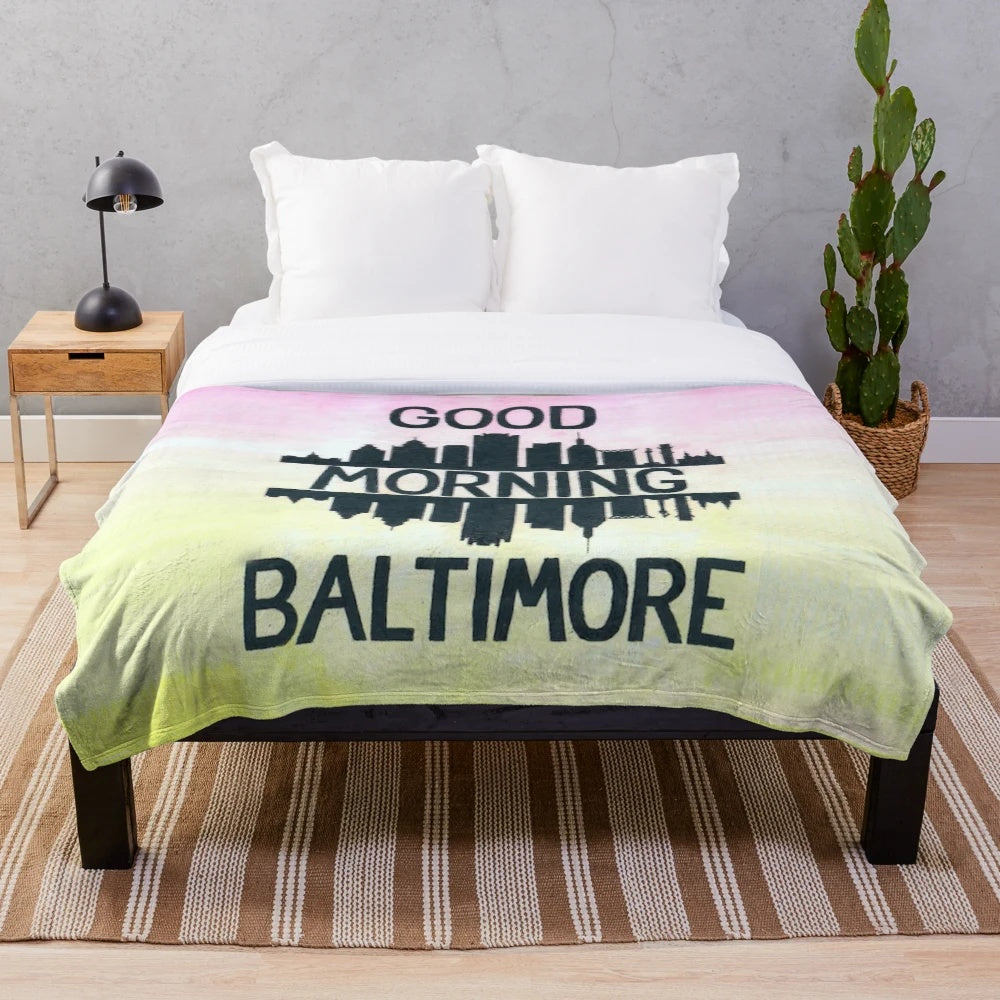 Hairspray musical-inspired plush blanket featuring characters like Tracy Turnblad and Link Larkin