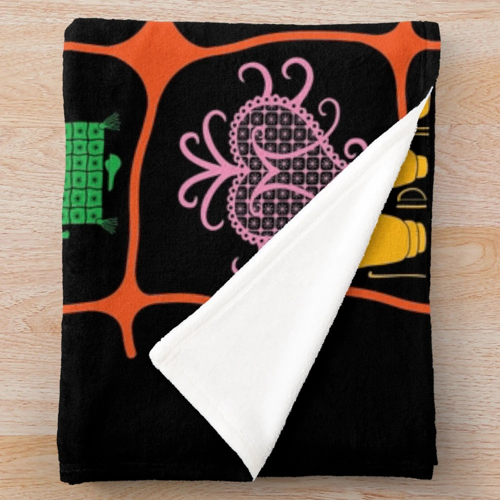 Haitian plush blanket featuring the Papa Loko vodou symbol