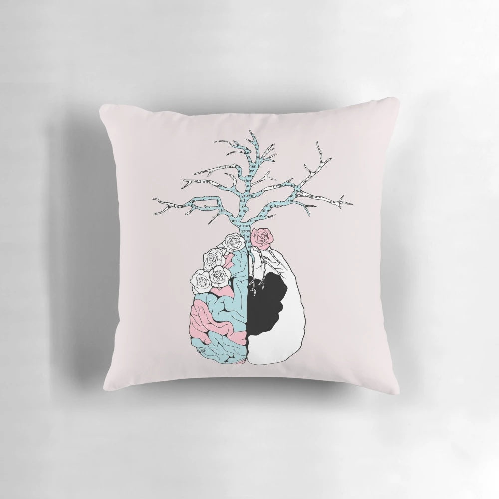 Halsey Garden Pillow featuring a grunge floral design inspired by the Badlands