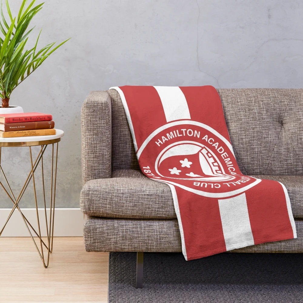 Hamilton FC inspired plush blanket with team colors and logo