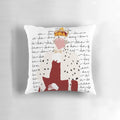 Decorative pillow featuring the character King George from the hit Broadway musical Hamilton.