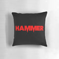 Pillow featuring the iconic Hammer Films logo in blood red, perfect for classic horror and monster movie fans.