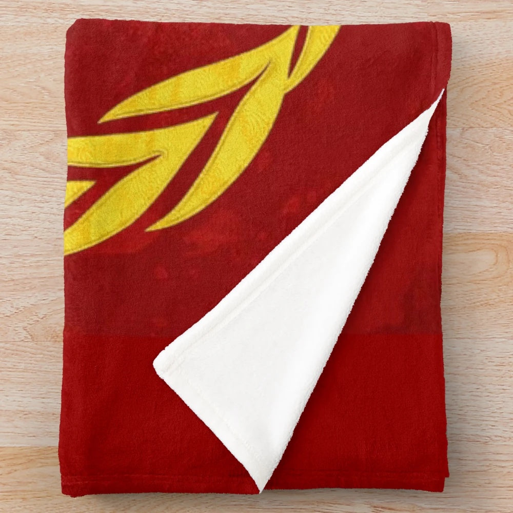 Hammer and Sickle inspired plush blanket with retro communist design