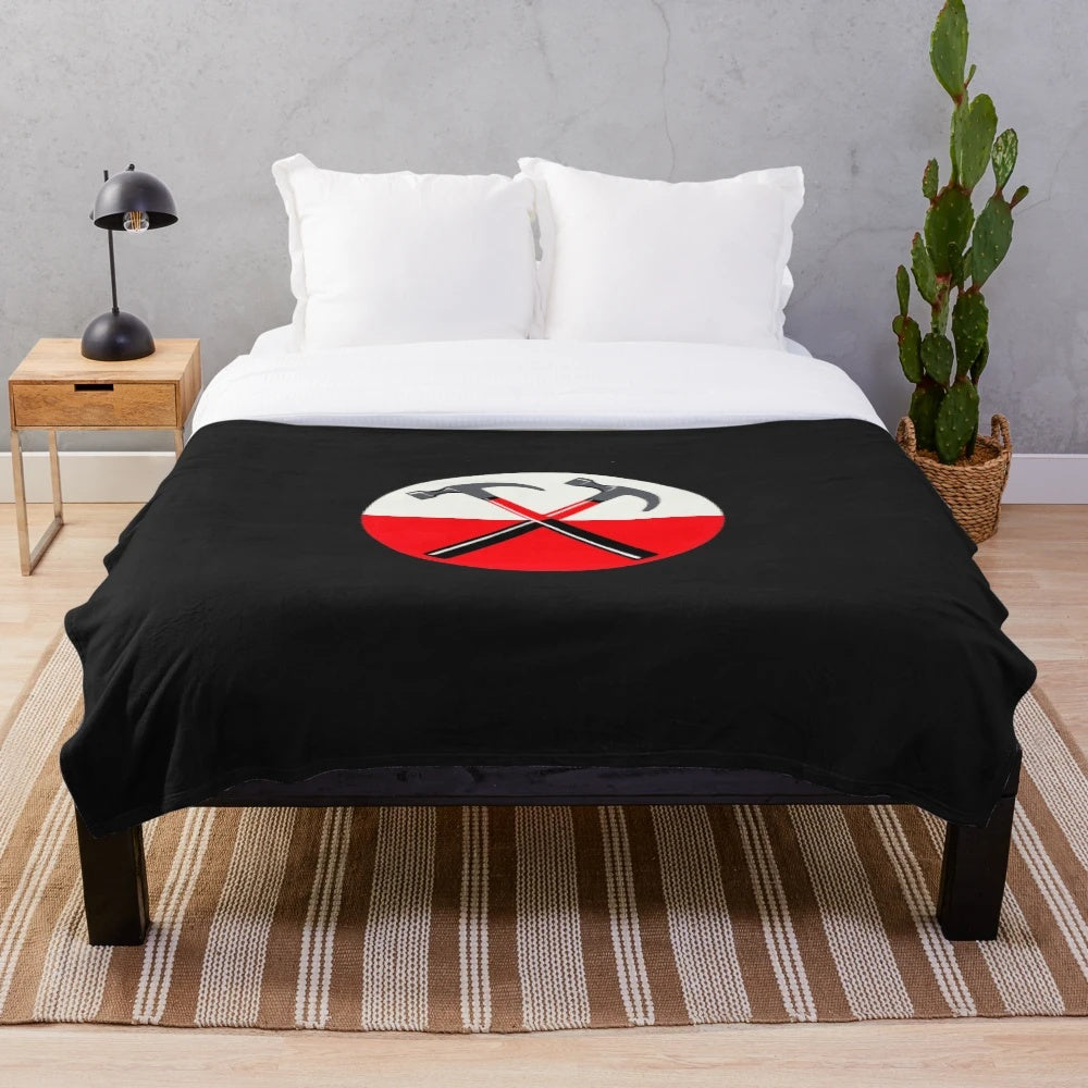 Plush blanket inspired by the iconic hammers from Pink Floyd's The Wall