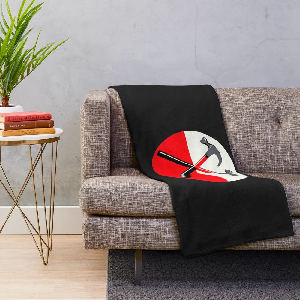 Plush blanket inspired by the iconic hammers from Pink Floyd's The Wall