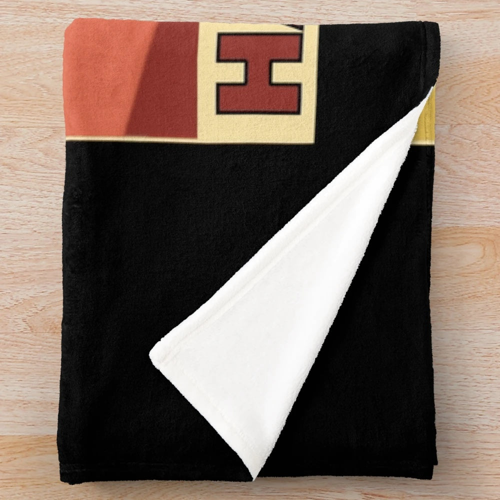 Handball player's plush blanket with retro handball ball design