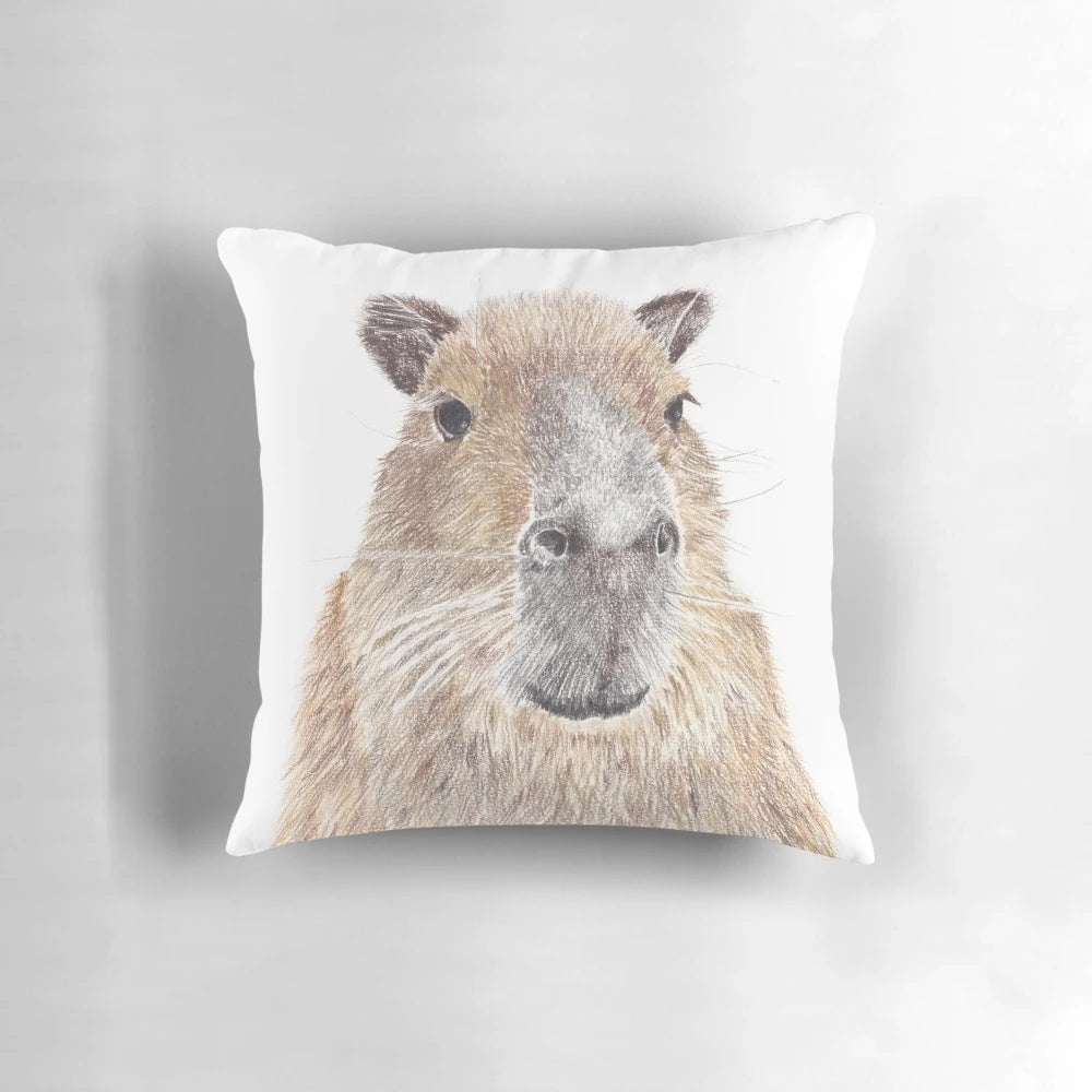Stunning capybara portrait pillow designed by renowned Australian artist