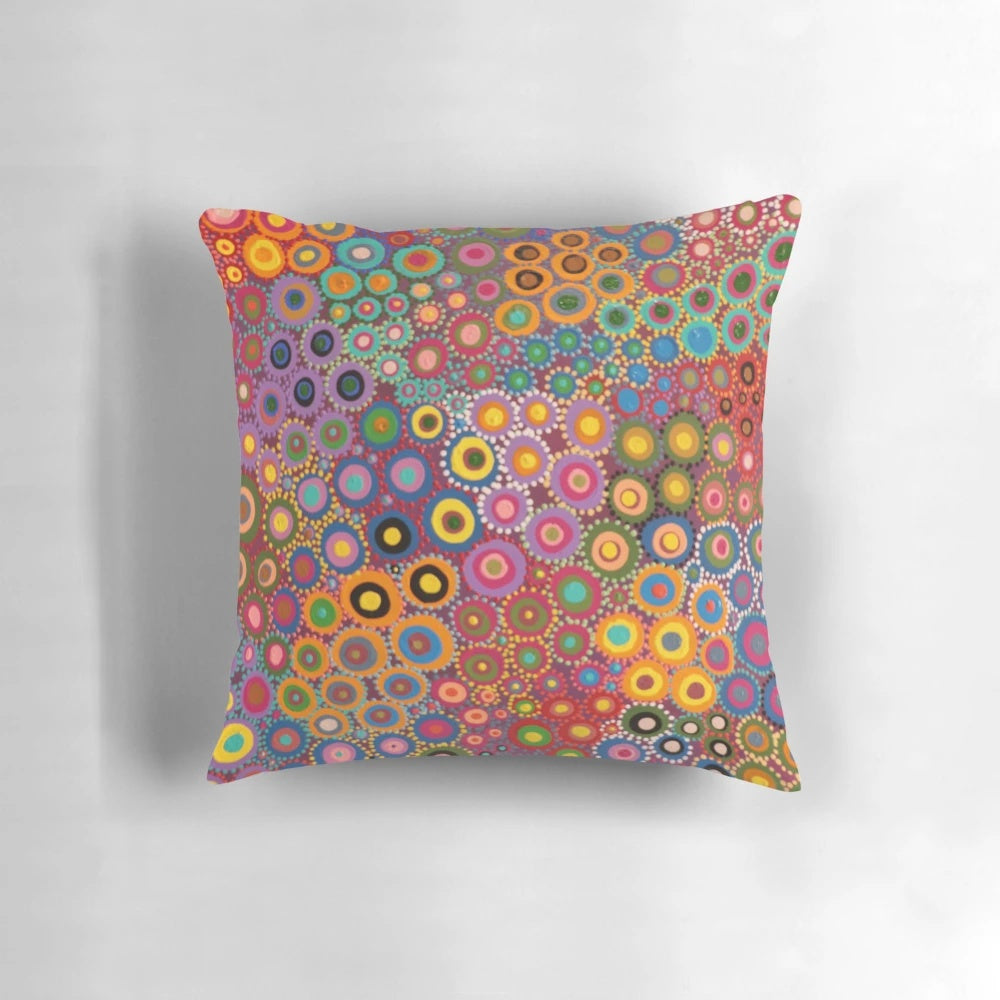 Vibrant desert wildflowers on a decorative throw pillow