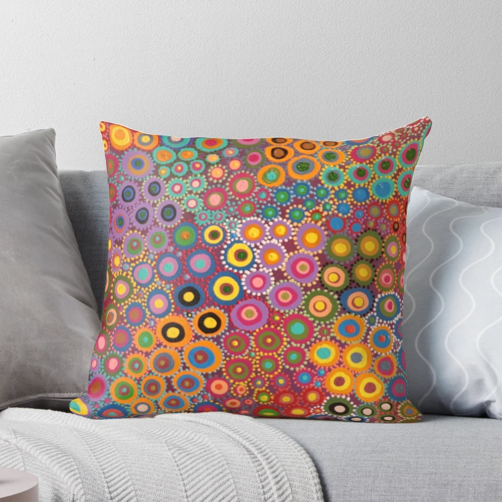 Vibrant desert wildflowers on a decorative throw pillow