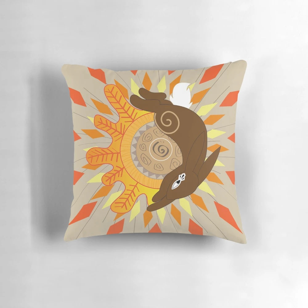 Soft, plush pillow featuring the portrait of El-ahrairah, the legendary Prince Rabbit from the classic novel Watership Down.