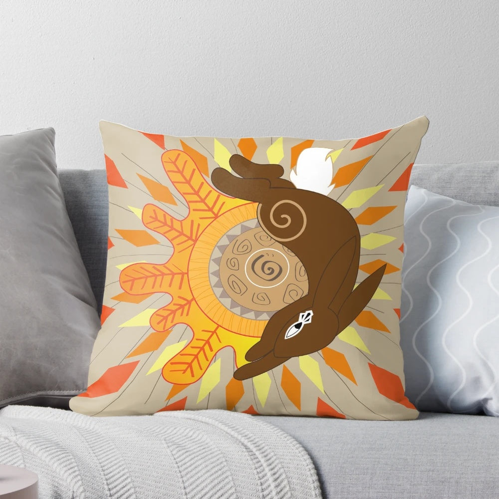 Soft, plush pillow featuring the portrait of El-ahrairah, the legendary Prince Rabbit from the classic novel Watership Down.