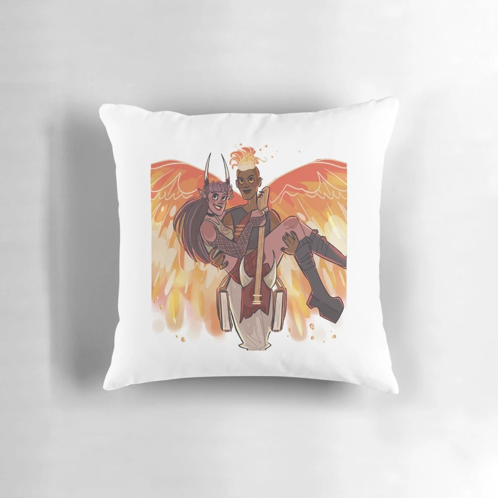 A close-up image of the Figayda pillow, a custom-made pillow inspired by the world of Dimension 20.