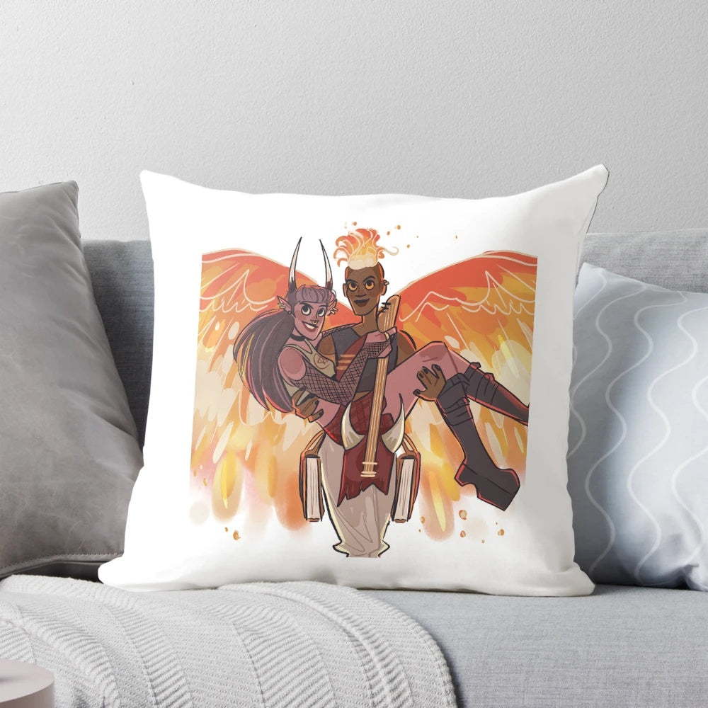 A close-up image of the Figayda pillow, a custom-made pillow inspired by the world of Dimension 20.