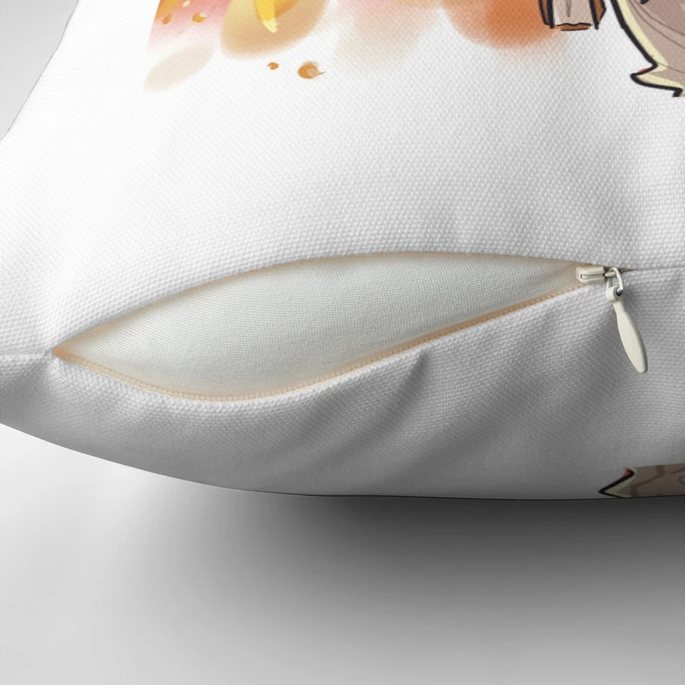 A close-up image of the Figayda pillow, a custom-made pillow inspired by the world of Dimension 20.