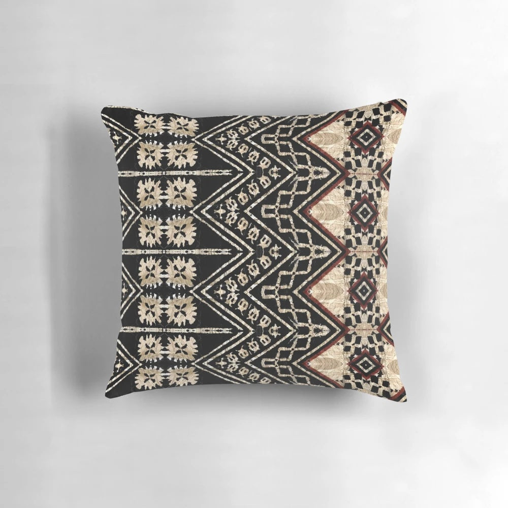 Hypersphere Pillow featuring a vibrant Fijian tapa cloth design