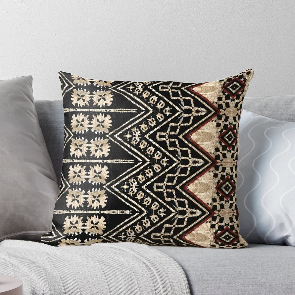 Hypersphere Pillow featuring a vibrant Fijian tapa cloth design