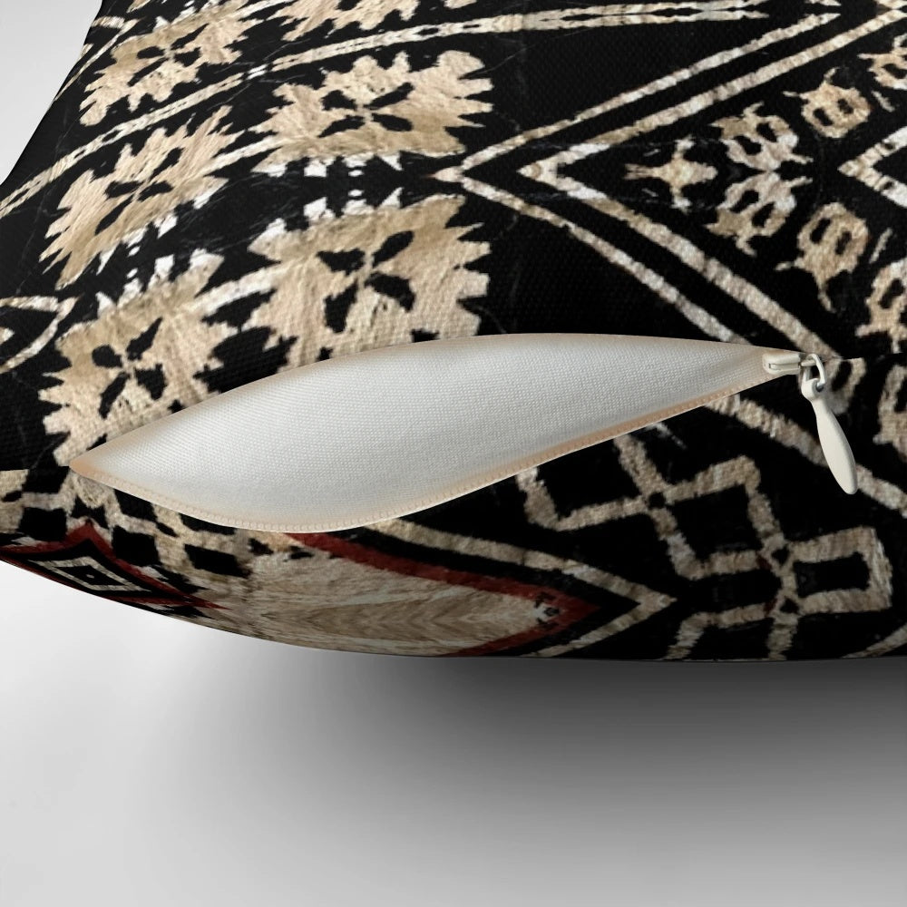 Hypersphere Pillow featuring a vibrant Fijian tapa cloth design