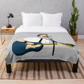 A custom plush blanket featuring a pencil drawing portrait of musician Frank Turner.