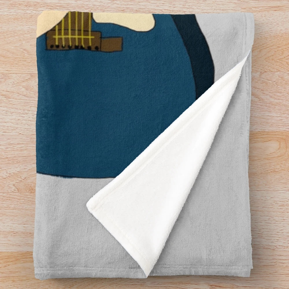 A custom plush blanket featuring a pencil drawing portrait of musician Frank Turner.