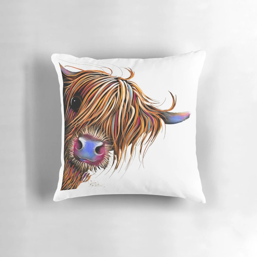 Vibrant, whimsical highland cow print in a rustic, farmhouse-inspired style.