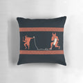 A cozy knitted pillow featuring the mythical minotaur creature from Greek mythology.