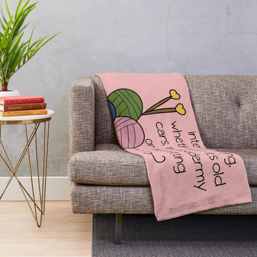 Cozy and soft plush blanket for knitting and crocheting enthusiasts