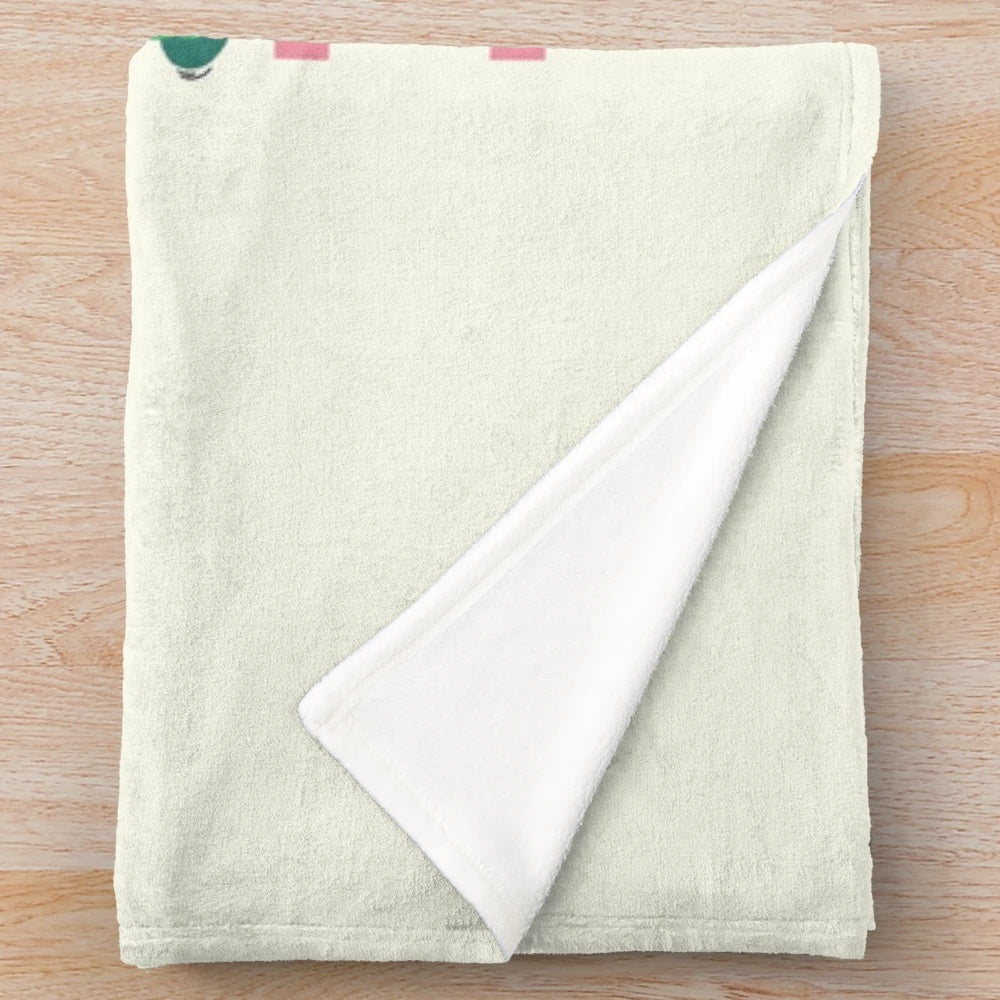 Plush blanket featuring hand-drawn illustrations of Korean alphabet and cute animals