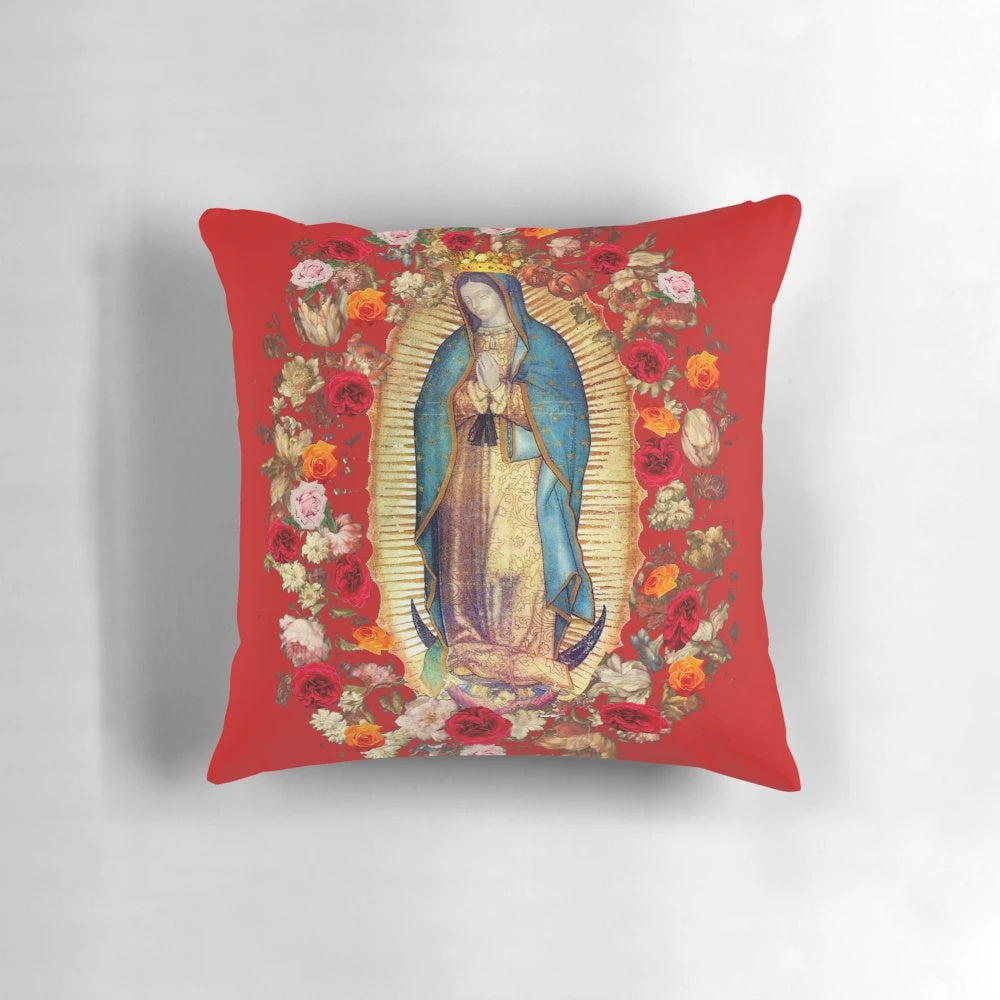 Our Lady of Guadalupe Virgin Mary Pillow - Authentic Mexican Catholic Saint Artwork