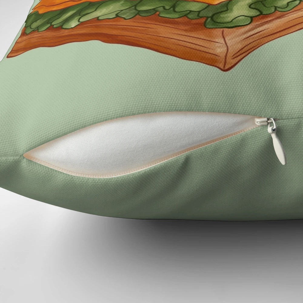 Watercolor illustration of pistachio baklava on a soft, cozy pillow