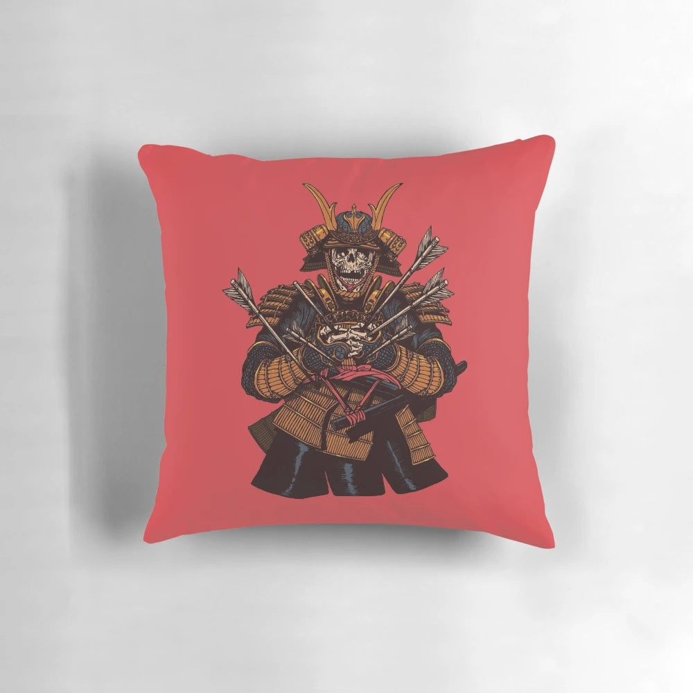 Stunning red and black samurai warrior pillow with a striking sword design, perfect for creating a serene sleep environment.