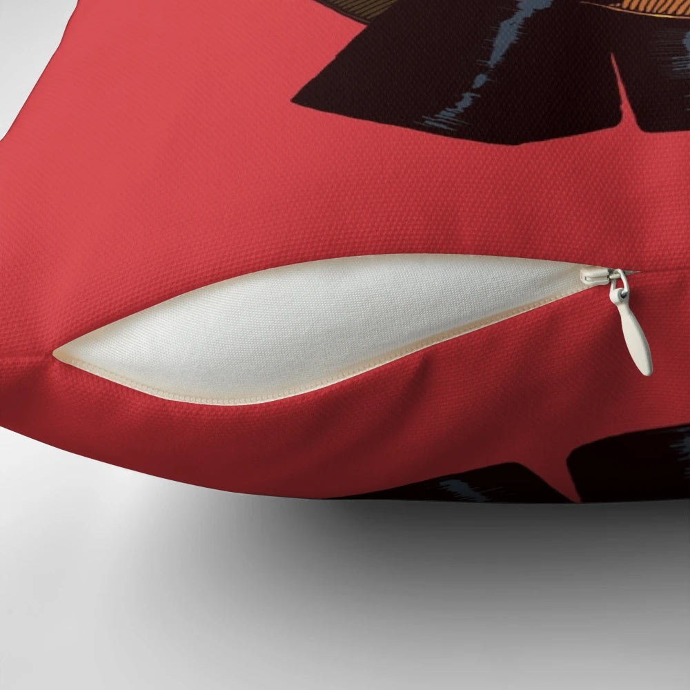 Stunning red and black samurai warrior pillow with a striking sword design, perfect for creating a serene sleep environment.