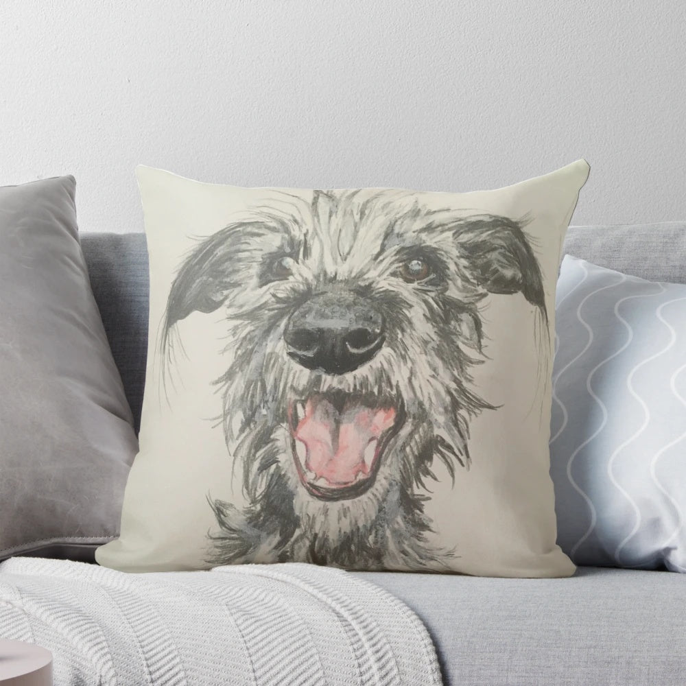 Cozy scruffy lurcher pillow for your home decor