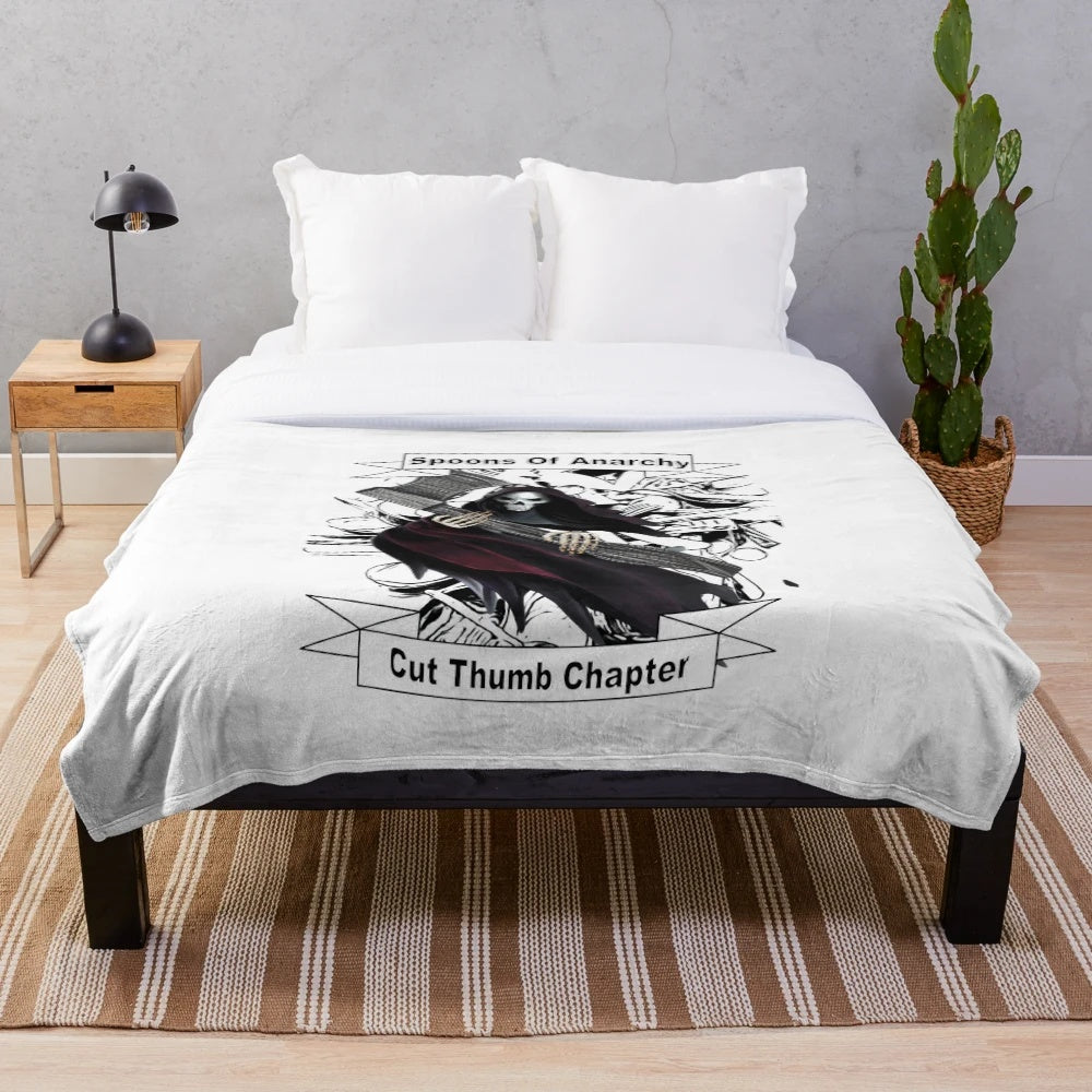 Spoons of Anarchy II Plush Blanket featuring intricate spoon carving designs