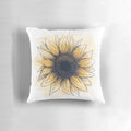 A vibrant, hand-drawn sunflower design on a soft, plush pillow.