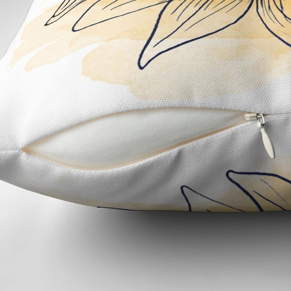 A vibrant, hand-drawn sunflower design on a soft, plush pillow.