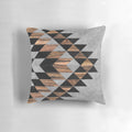 Handcrafted urban tribal pattern pillow with concrete and wood design