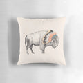 Stunning white bison pillow with intricate wildlife design by artist Sandra Dieckmann