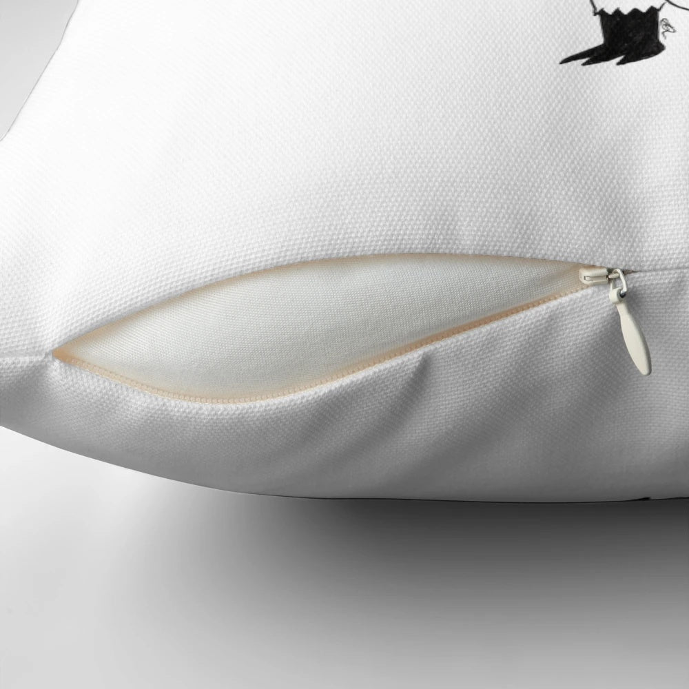 Handdrawn penguin pillow with intricate, detailed design featuring a festive antarctic animal