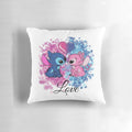 Amor stitch inspired decorative pillow with a cozy, handmade design
