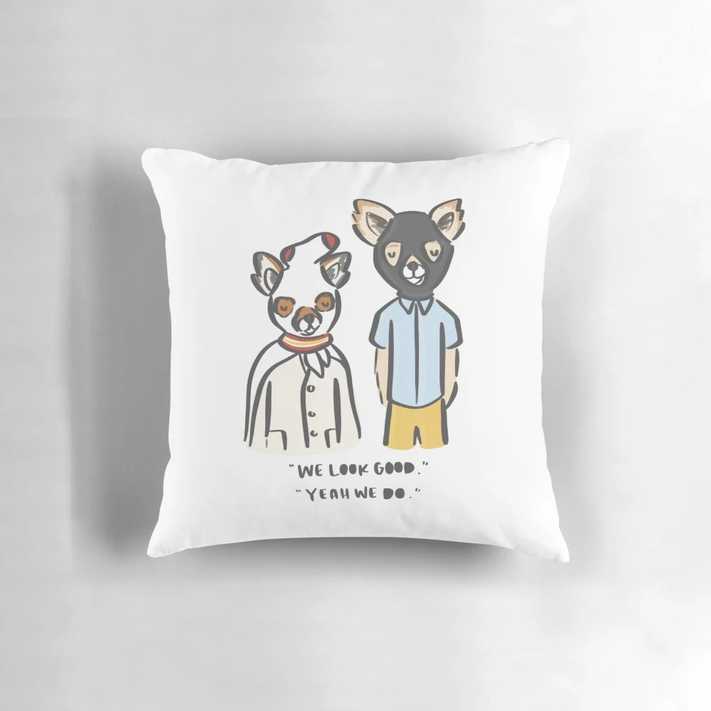 Handmade Fantastic Mr. Fox inspired pillow featuring characters Ash and Kristofferson