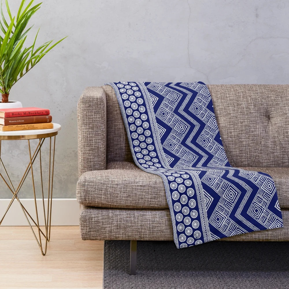 Hmong embroidery plush blanket in ethnic tribal pattern