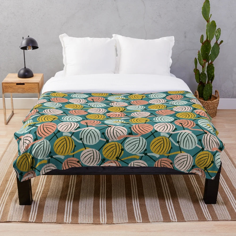 Knitted plush blanket for home decor