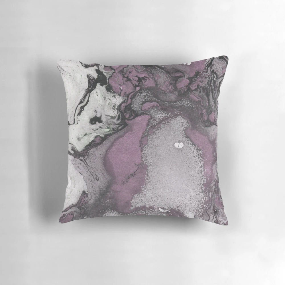 Muted purple marble texture decorative pillow with handmade design