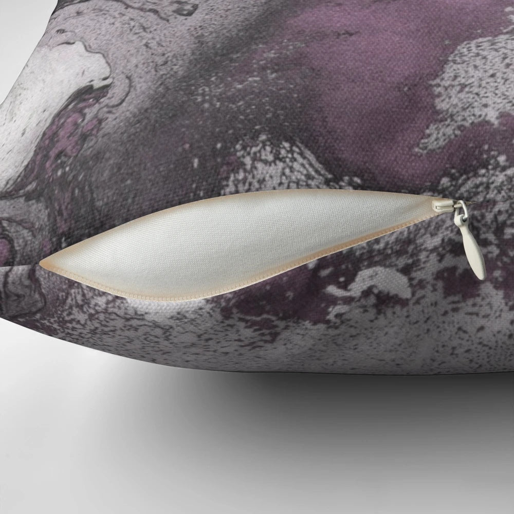 Muted purple marble texture decorative pillow with handmade design