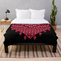 Palestinian Tatreez Cross Stitch Embroidery Design Plush Blanket