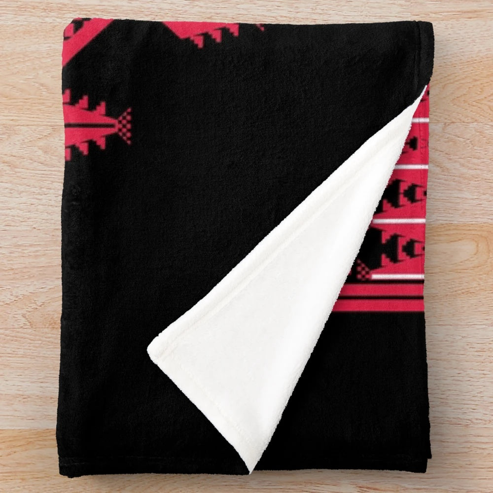 Palestinian Tatreez Cross Stitch Embroidery Design Plush Blanket